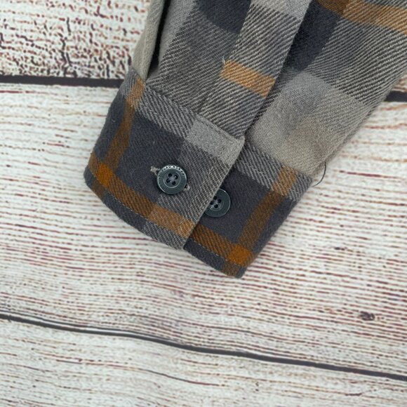 Flag Nor Fail Forever Collection Plaid Flannel Shirt Women's Medium‎ Gray/Tan - Picture 8 of 12